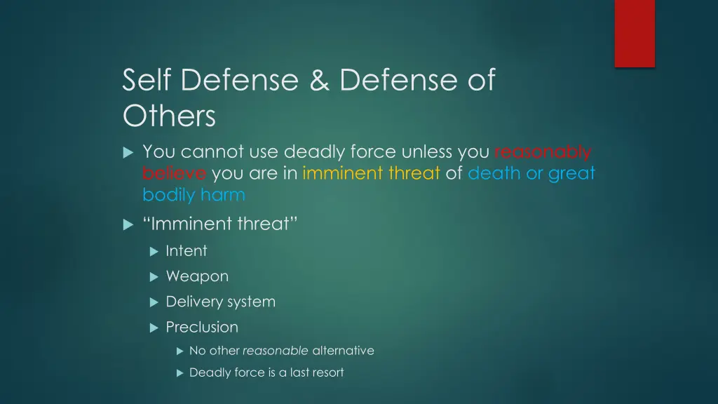 self defense defense of others you cannot