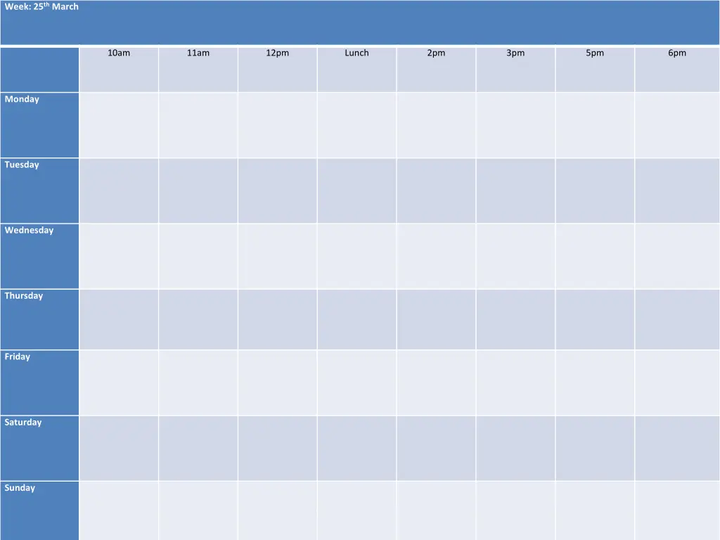 week 25 th march