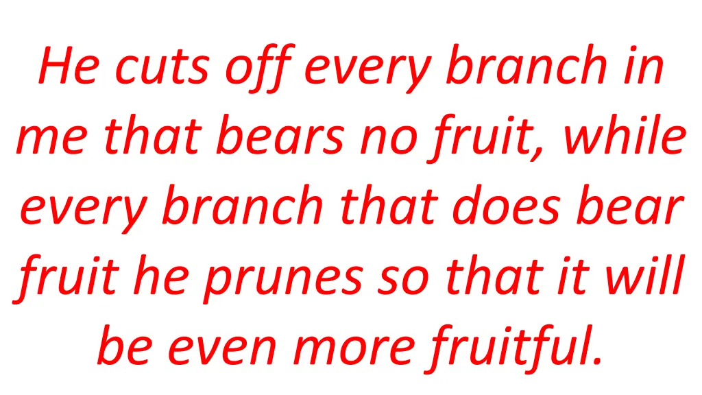 he cuts off every branch in me that bears