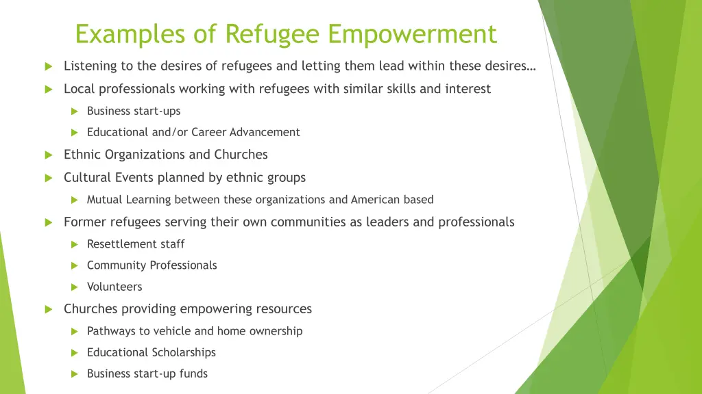 examples of refugee empowerment