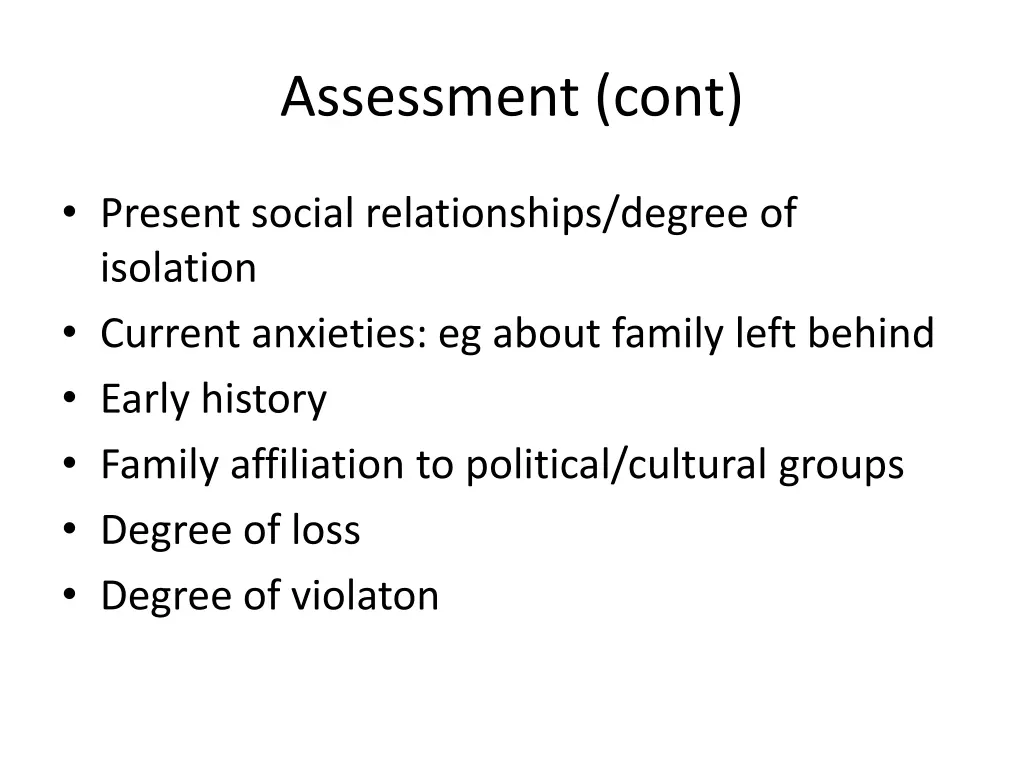 assessment cont