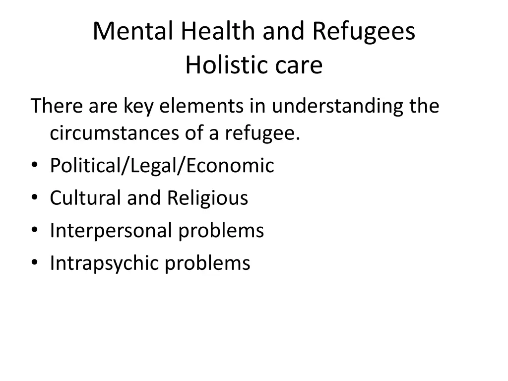 mental health and refugees holistic care
