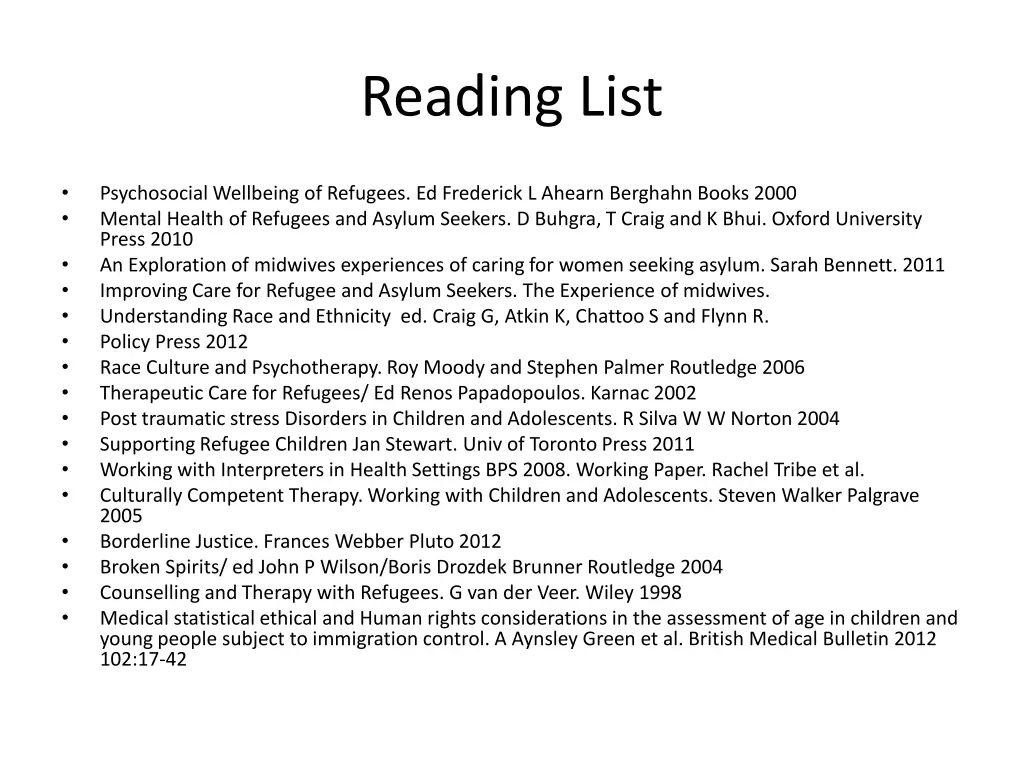 reading list