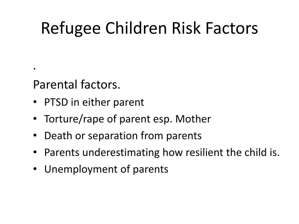 refugee children risk factors