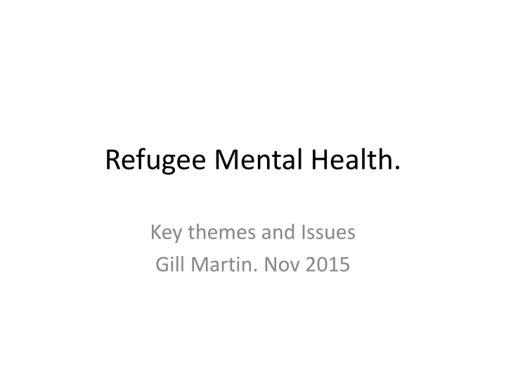 refugee mental health