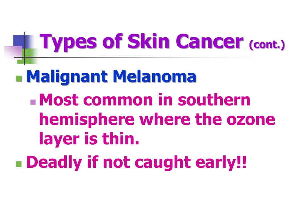 types of skin cancer cont