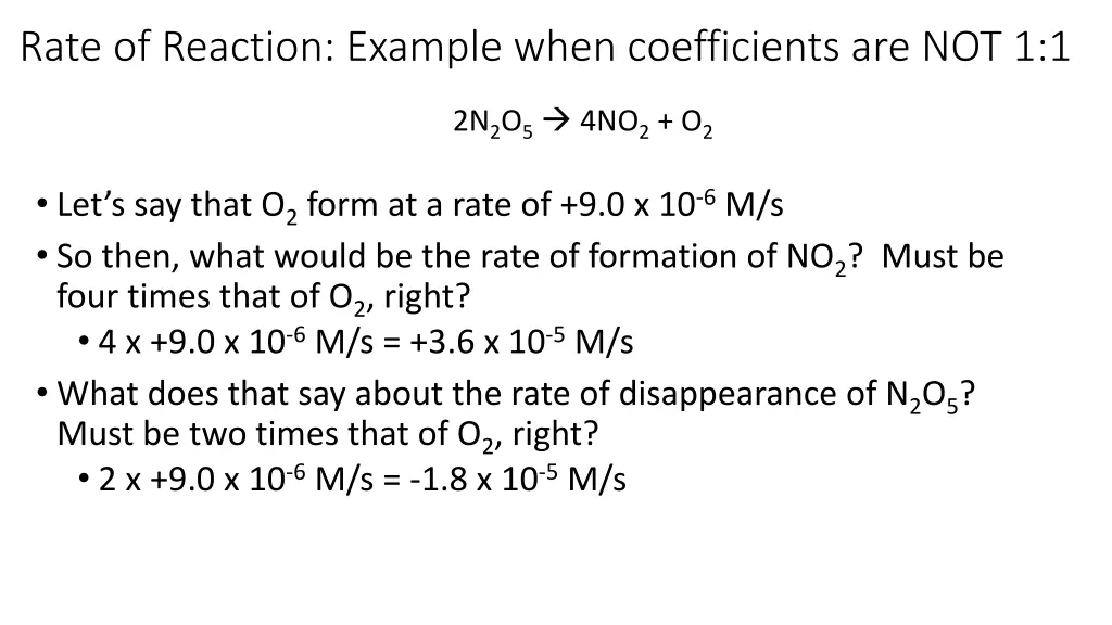 rate of reaction example when coefficients