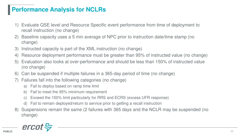 performance analysis for nclrs