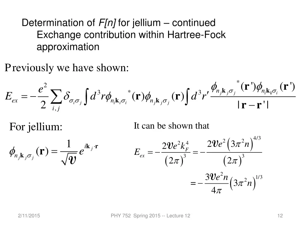 determination of f n for jellium continued 1
