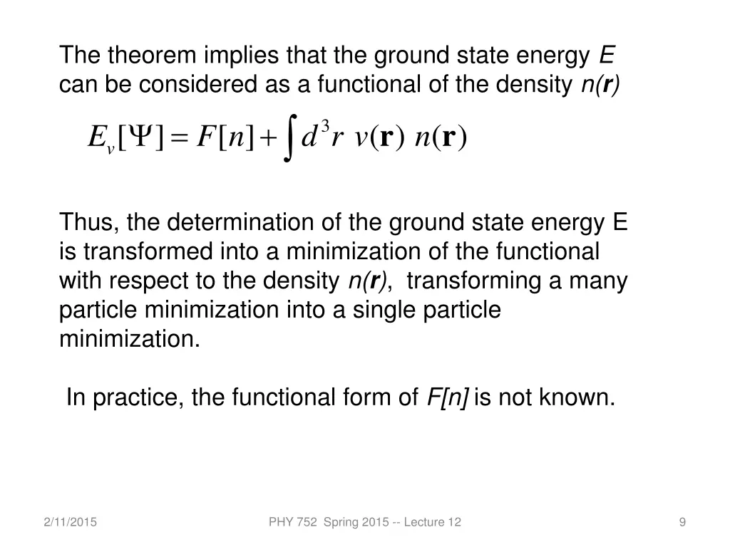 the theorem implies that the ground state energy