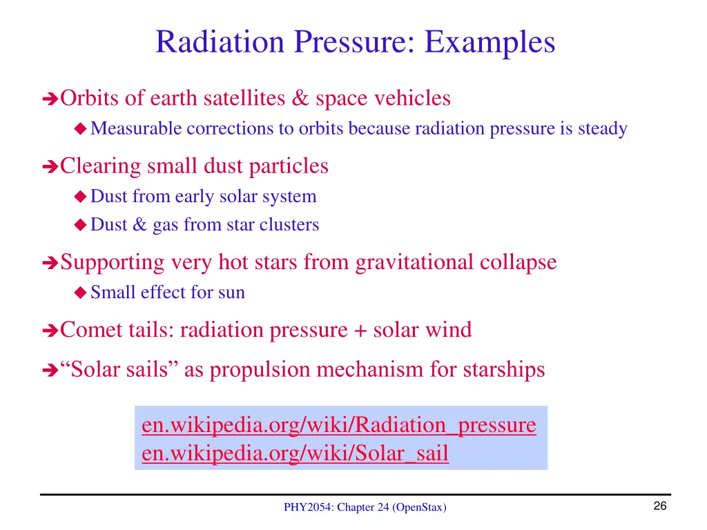 radiation pressure examples