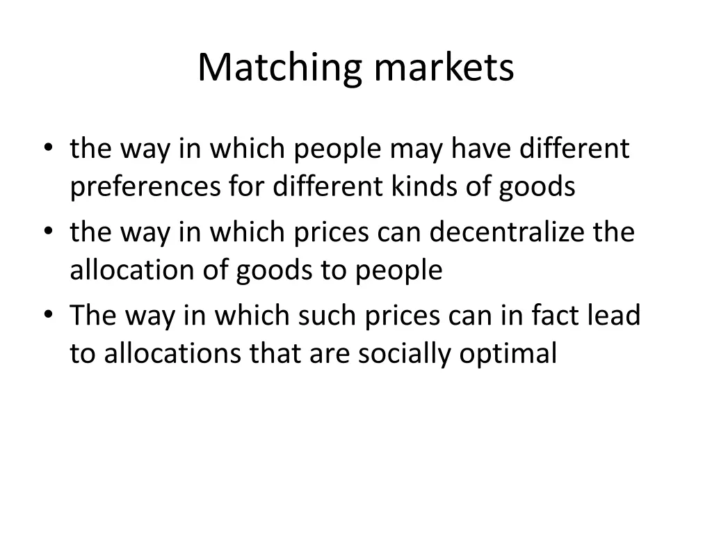 matching markets
