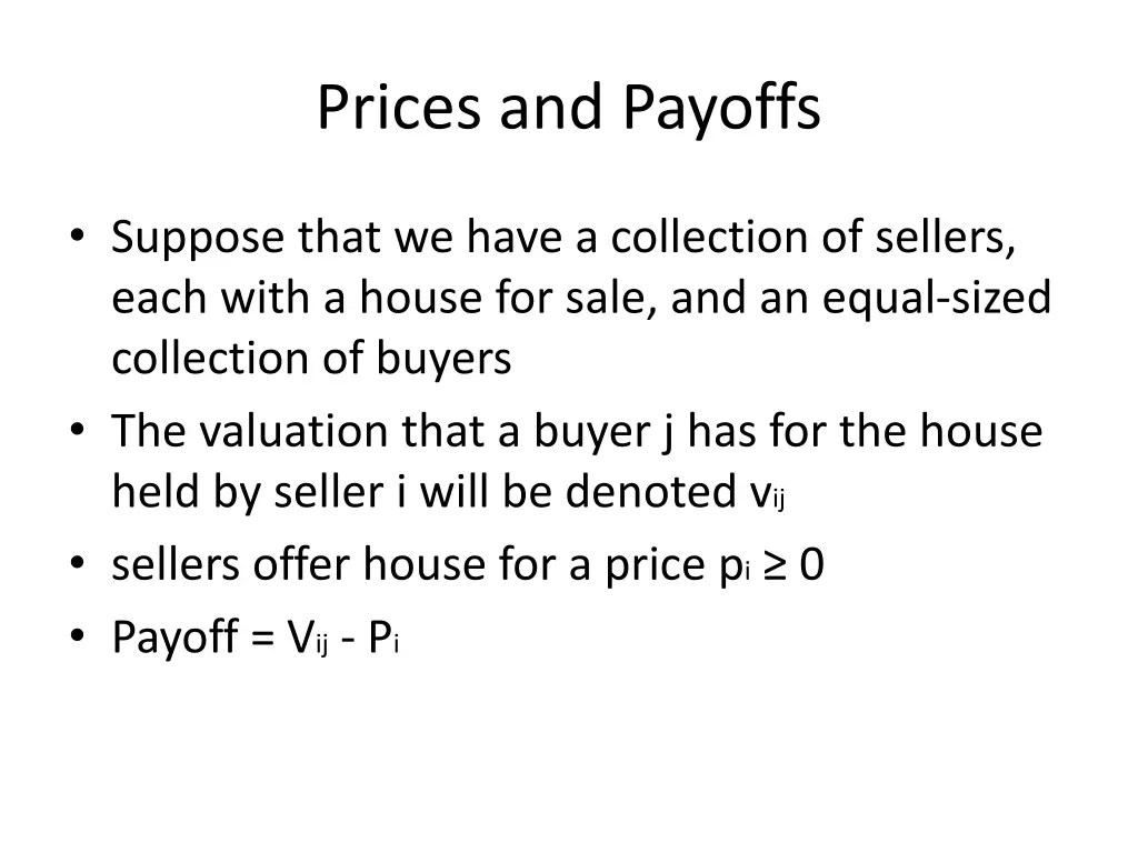 prices and payoffs