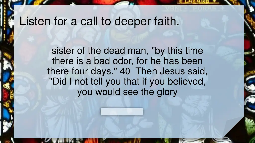 listen for a call to deeper faith 1