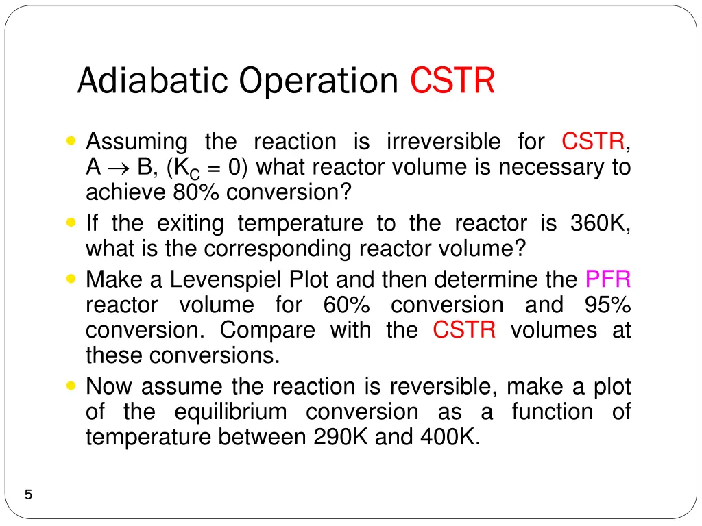adiabatic operation cstr 1