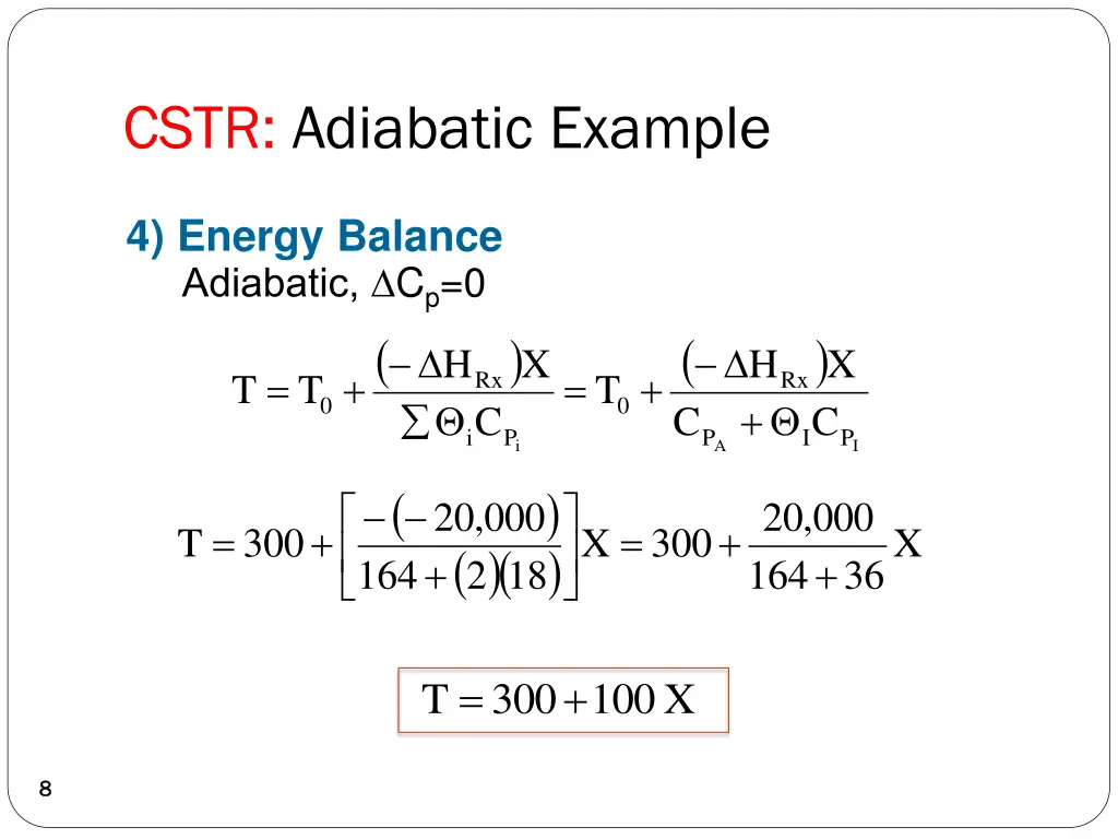 cstr adiabatic example 2