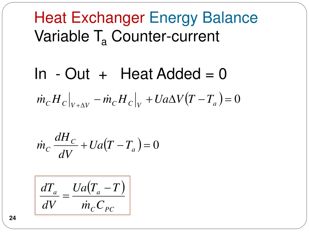 heat exchanger energy balance variable 1