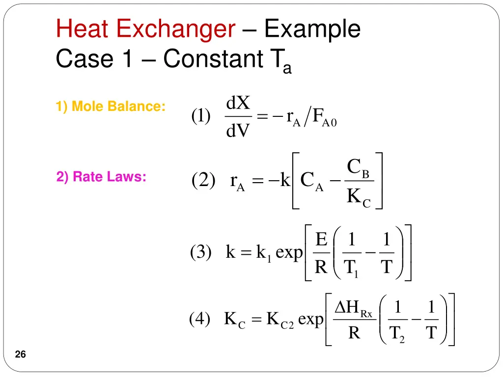heat exchanger example case 1 constant t a 1