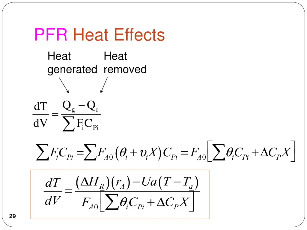 pfr heat effects 1