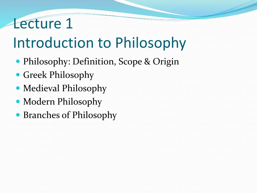 lecture 1 introduction to philosophy
