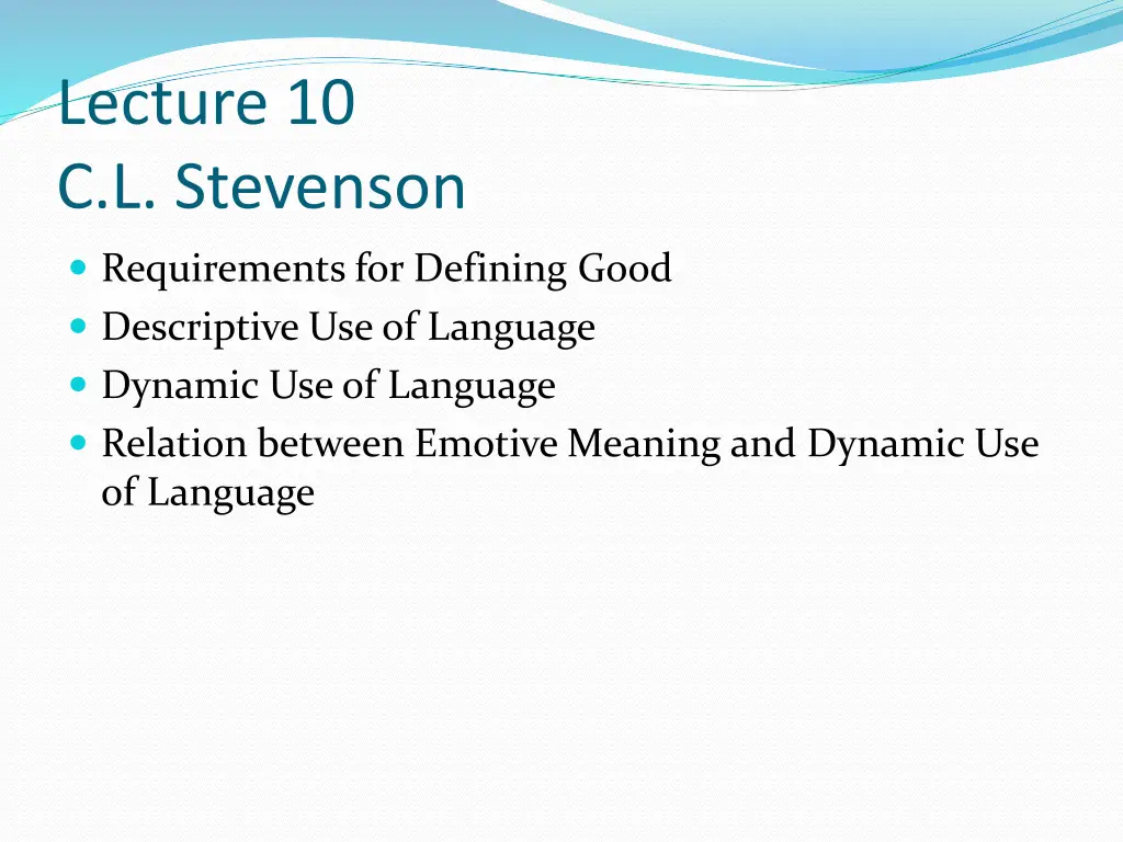lecture 10 c l stevenson