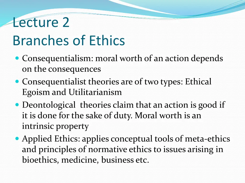 lecture 2 branches of ethics