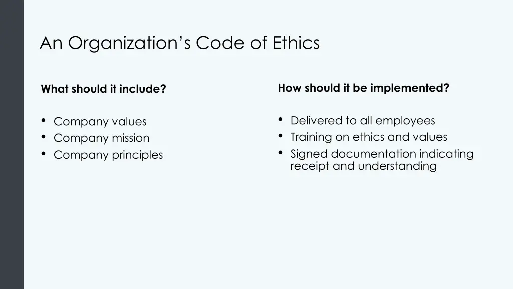 an organization s code of ethics