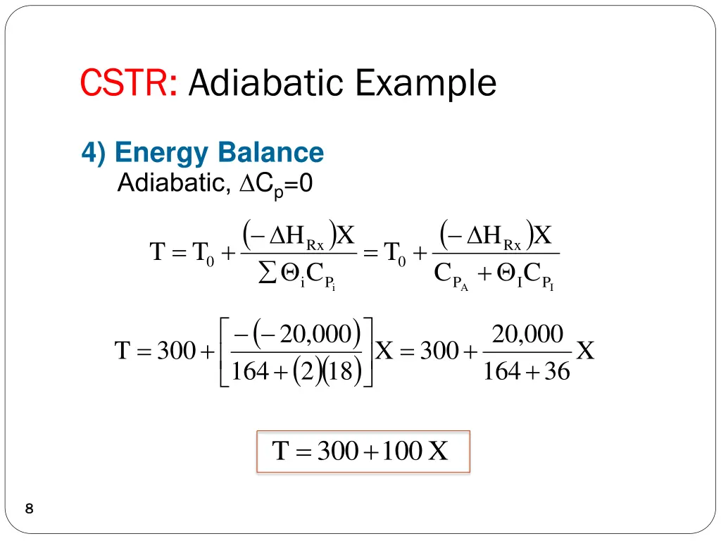 cstr adiabatic example 2