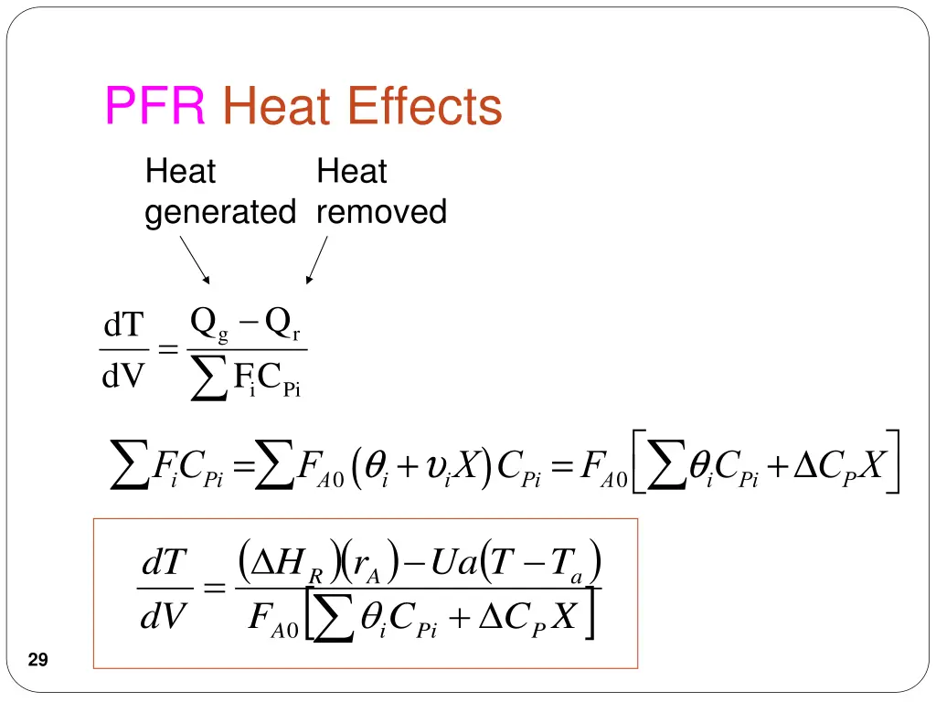 pfr heat effects 1