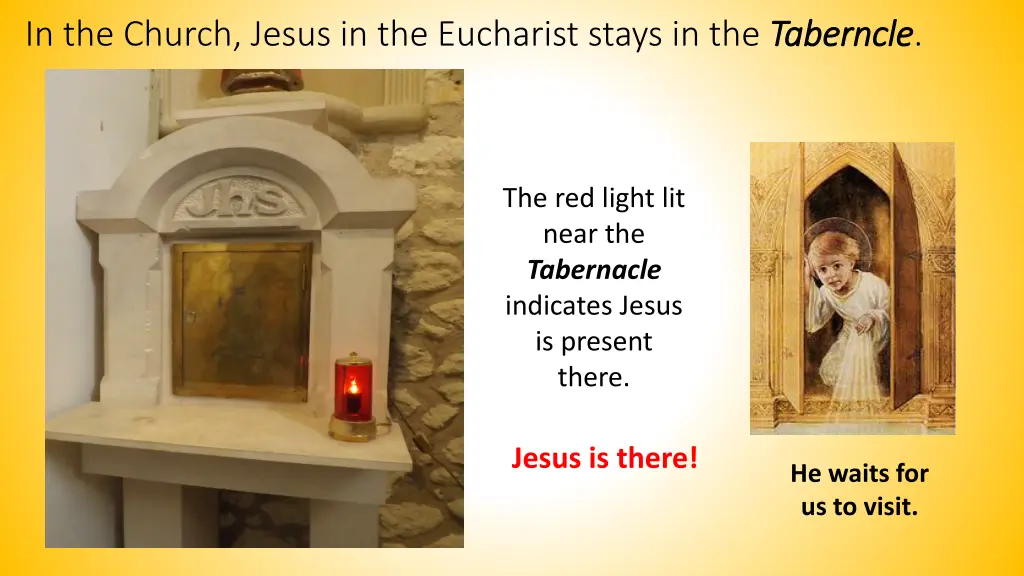 in the church jesus in the eucharist stays