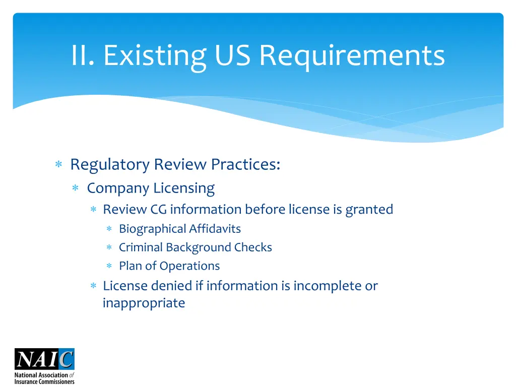 ii existing us requirements 2