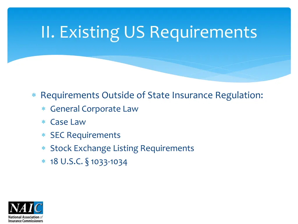 ii existing us requirements