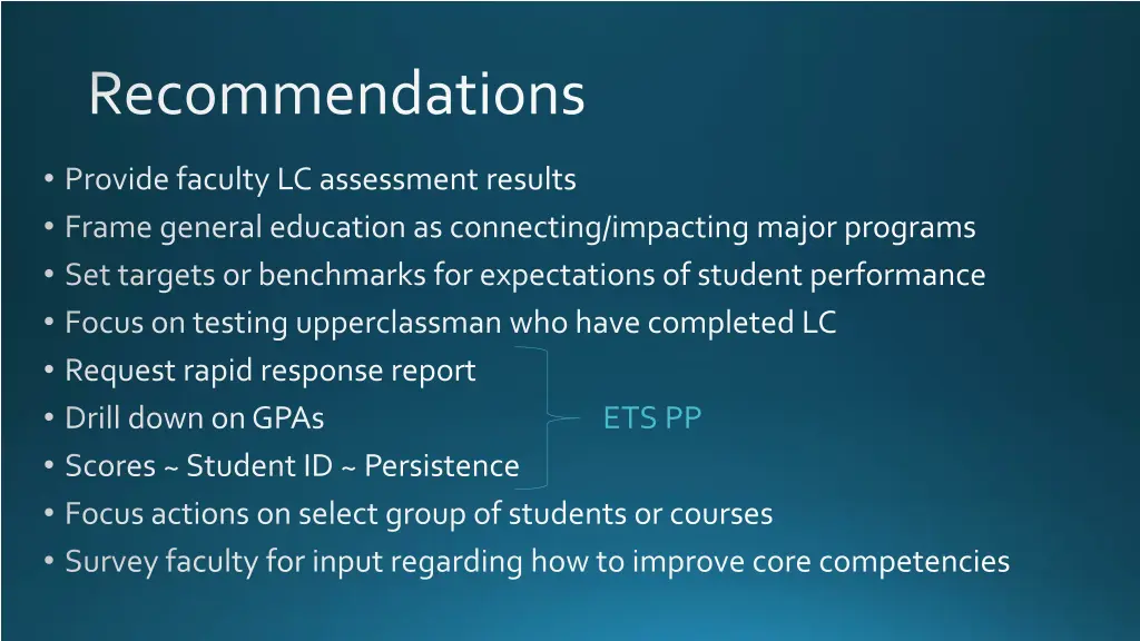recommendations