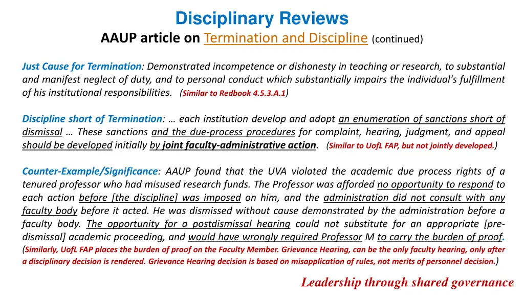 disciplinary reviews aaup article on termination 1