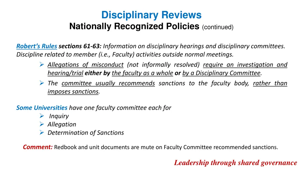 disciplinary reviews nationally recognized 1
