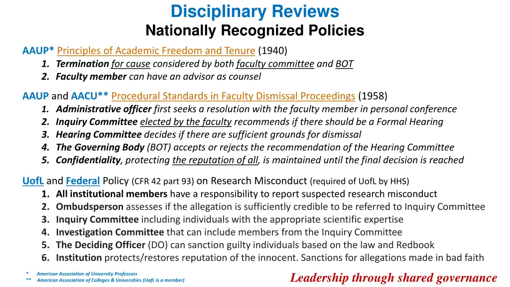 disciplinary reviews nationally recognized