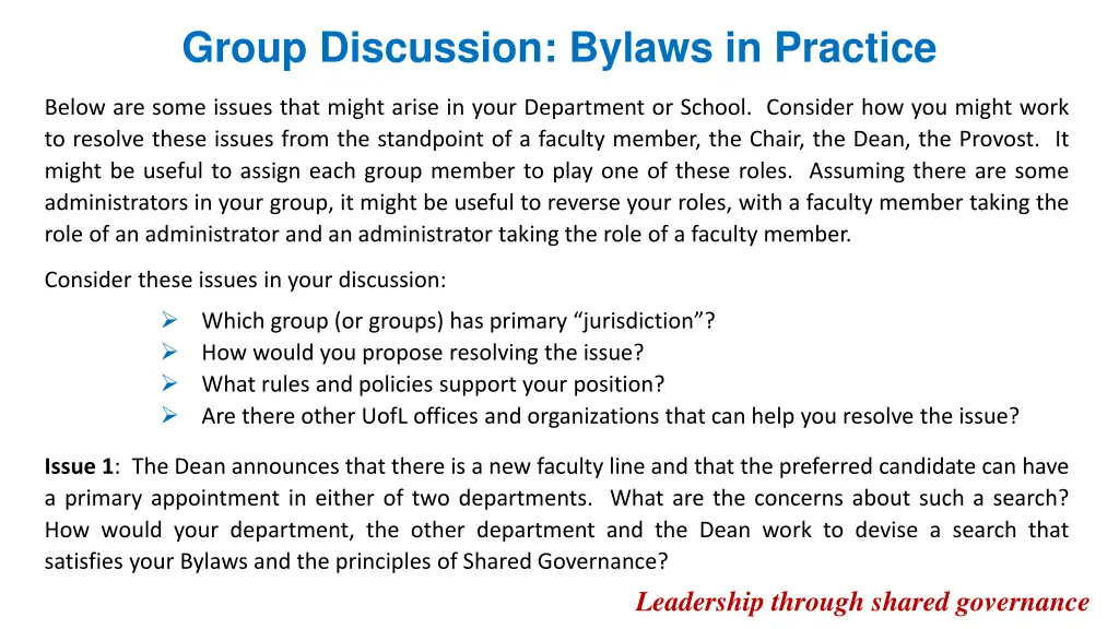 group discussion bylaws in practice