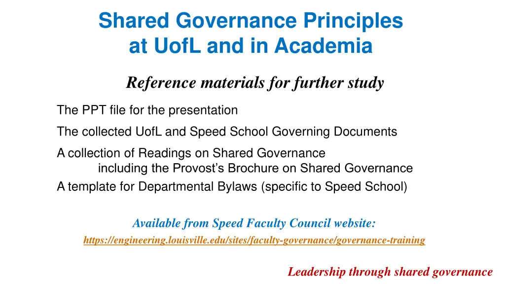 shared governance principles at uofl 5
