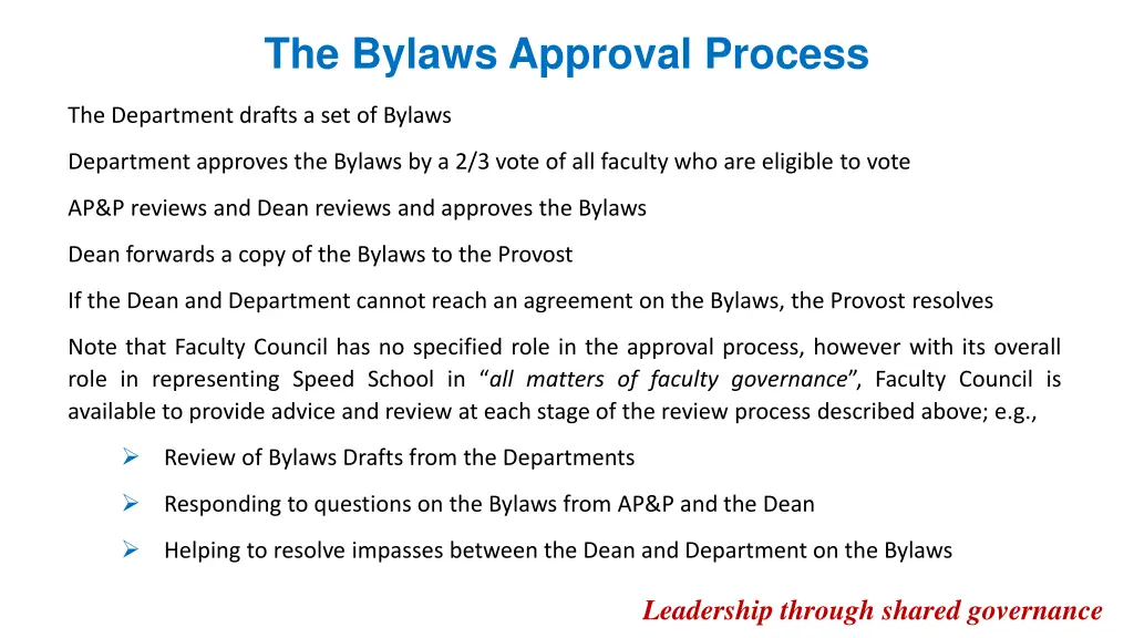the bylaws approval process