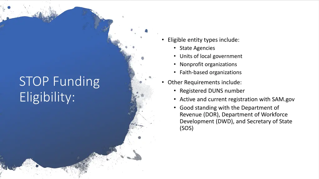eligible entity types include state agencies