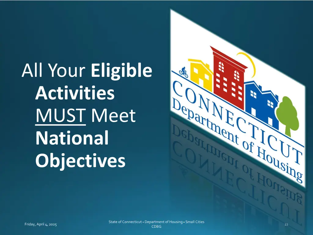 all your eligible activities must meet national