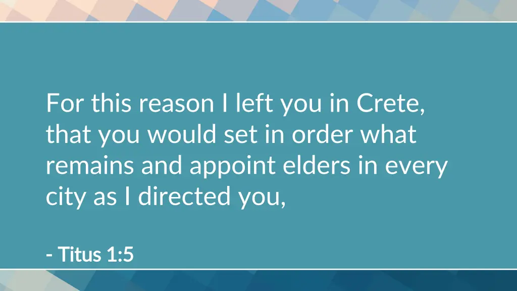 for this reason i left you in crete that