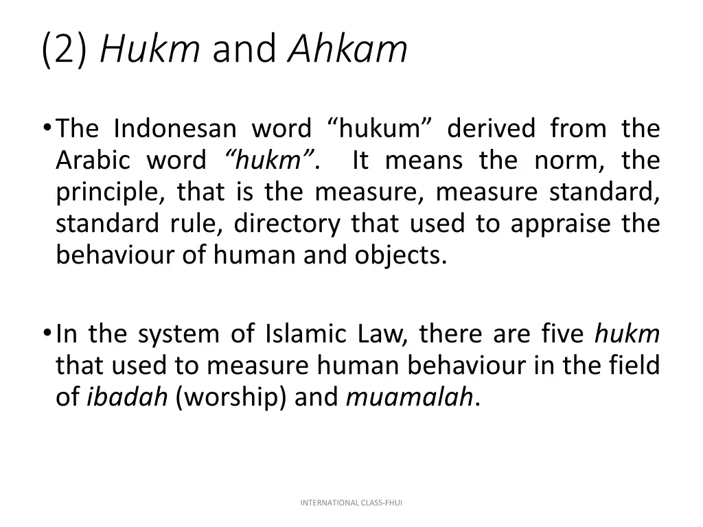 2 hukm and ahkam