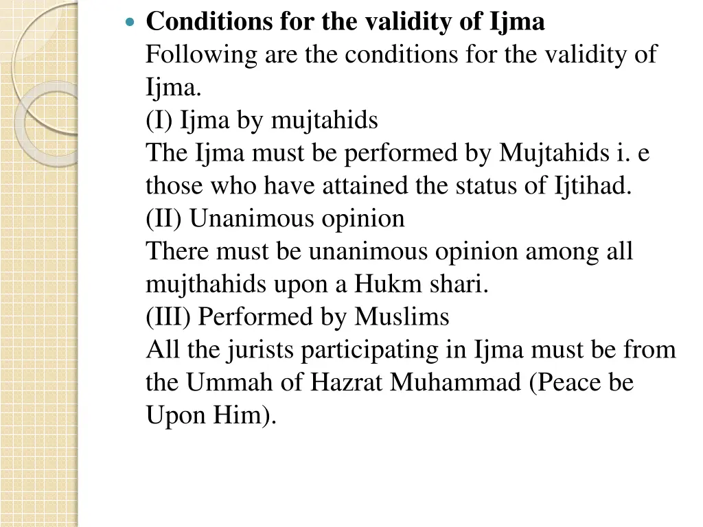 conditions for the validity of ijma following