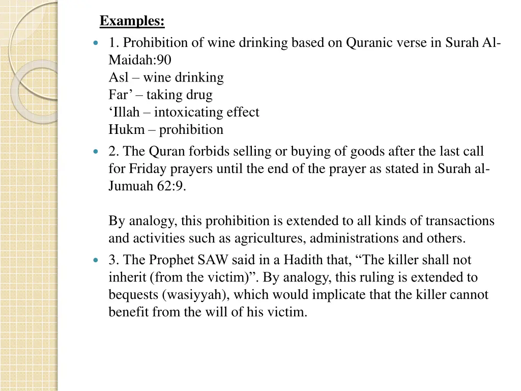examples 1 prohibition of wine drinking based