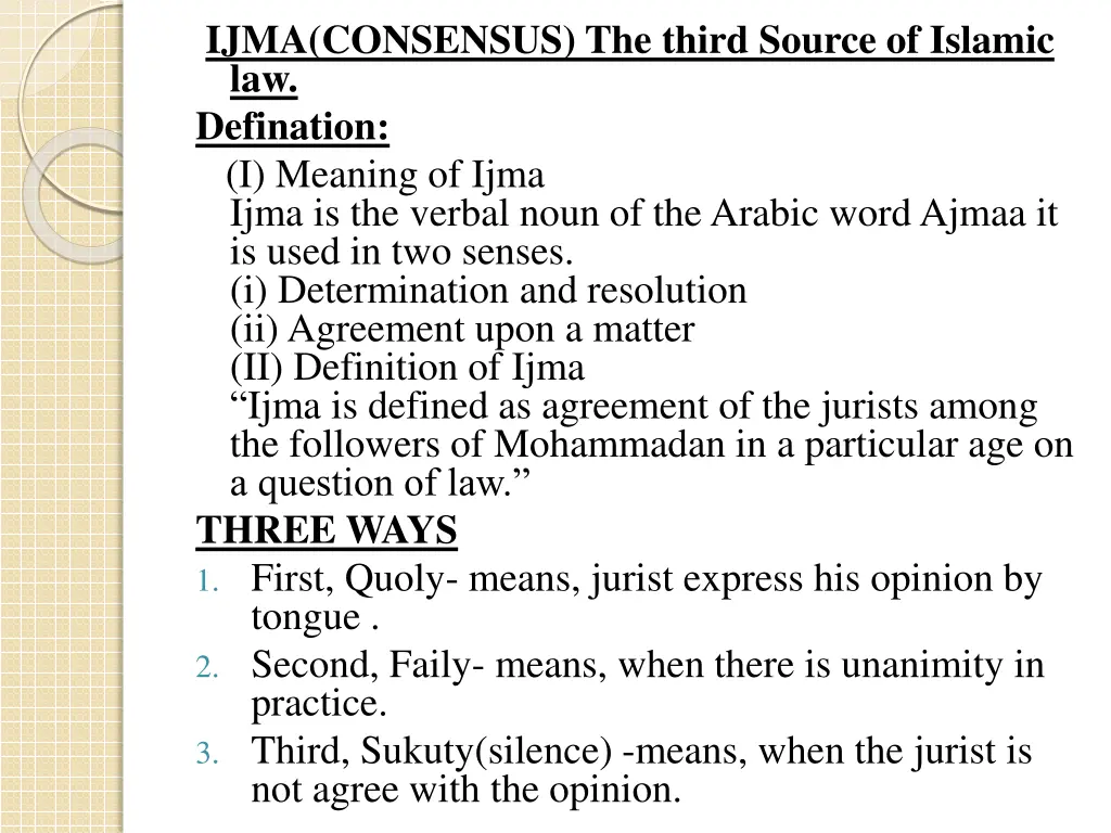 ijma consensus the third source of islamic