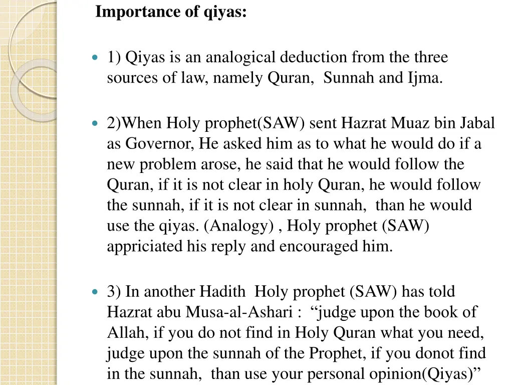 importance of qiyas