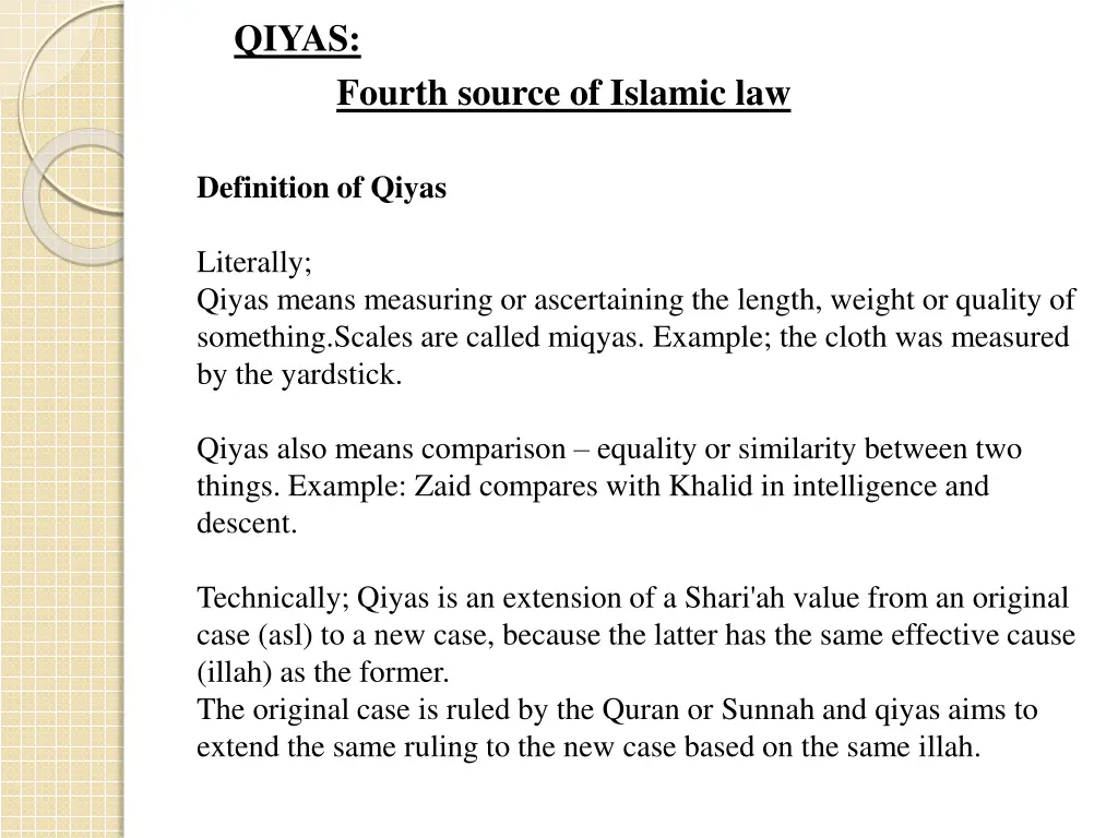 qiyas fourth source of islamic law