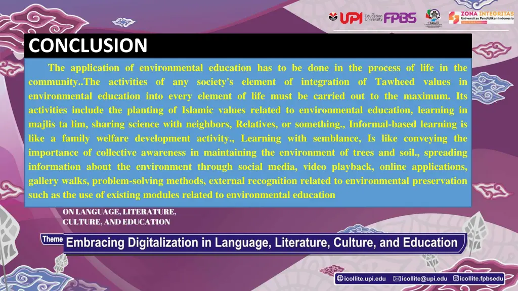 conclusion the application of environmental
