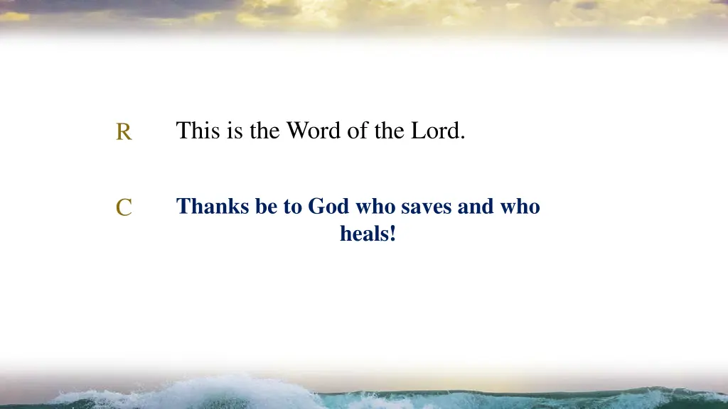 this is the word of the lord